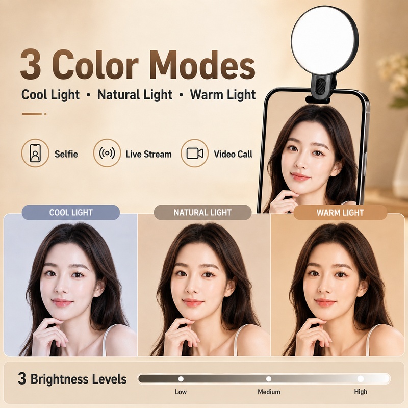 ضوء LED محمول RGB صغير مع مشبك - مراجعة Beauty Makeup Video وسعره