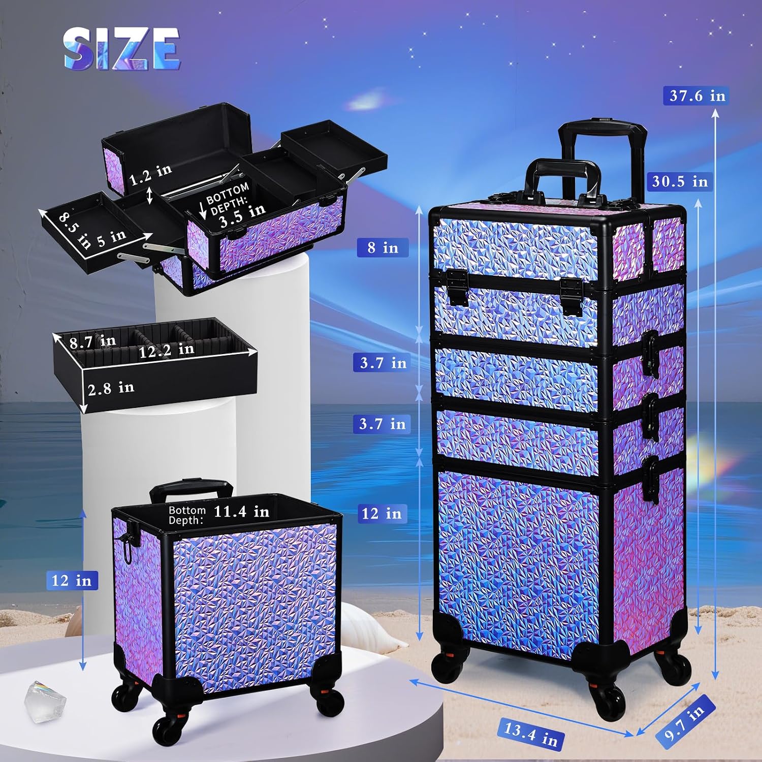حقيبة مكياج متحركة، عربة تخزين - مراجعة Beauty Makeup Box Set وسعره